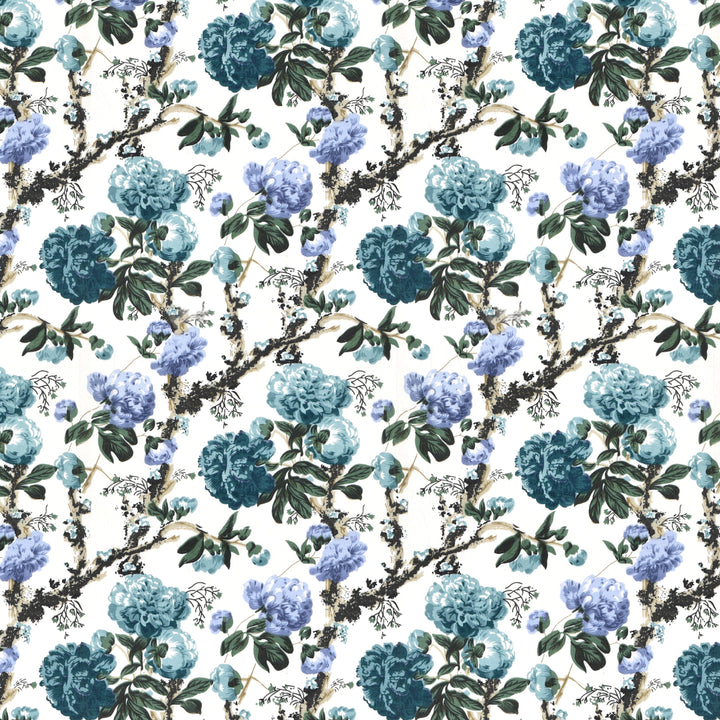 Bella Casa Fashion & Retail Ltd BEDSHEET 72 inch x 78 inch + 10 inch / Teal and Light Blue / 100 % Pure Cotton Double Fitted Bedsheet Set 100% Cotton with 2 Pillow Covers Floral Design Teal and Light Blue Colour - Scarlet Collection