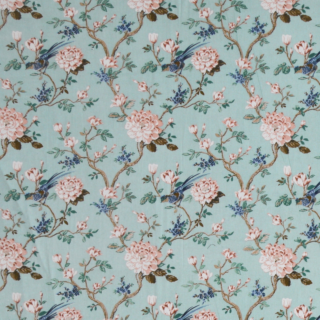 Bella Casa Fashion & Retail Ltd BEDSHEET 72 inch x 78 inch + 10 inch / Turquoise / 100 % Pure Cotton Double Fitted Bedsheet Set 100% Cotton with 2 Pillow Covers Floral Design Turquoise Colour - Scarlet Collection