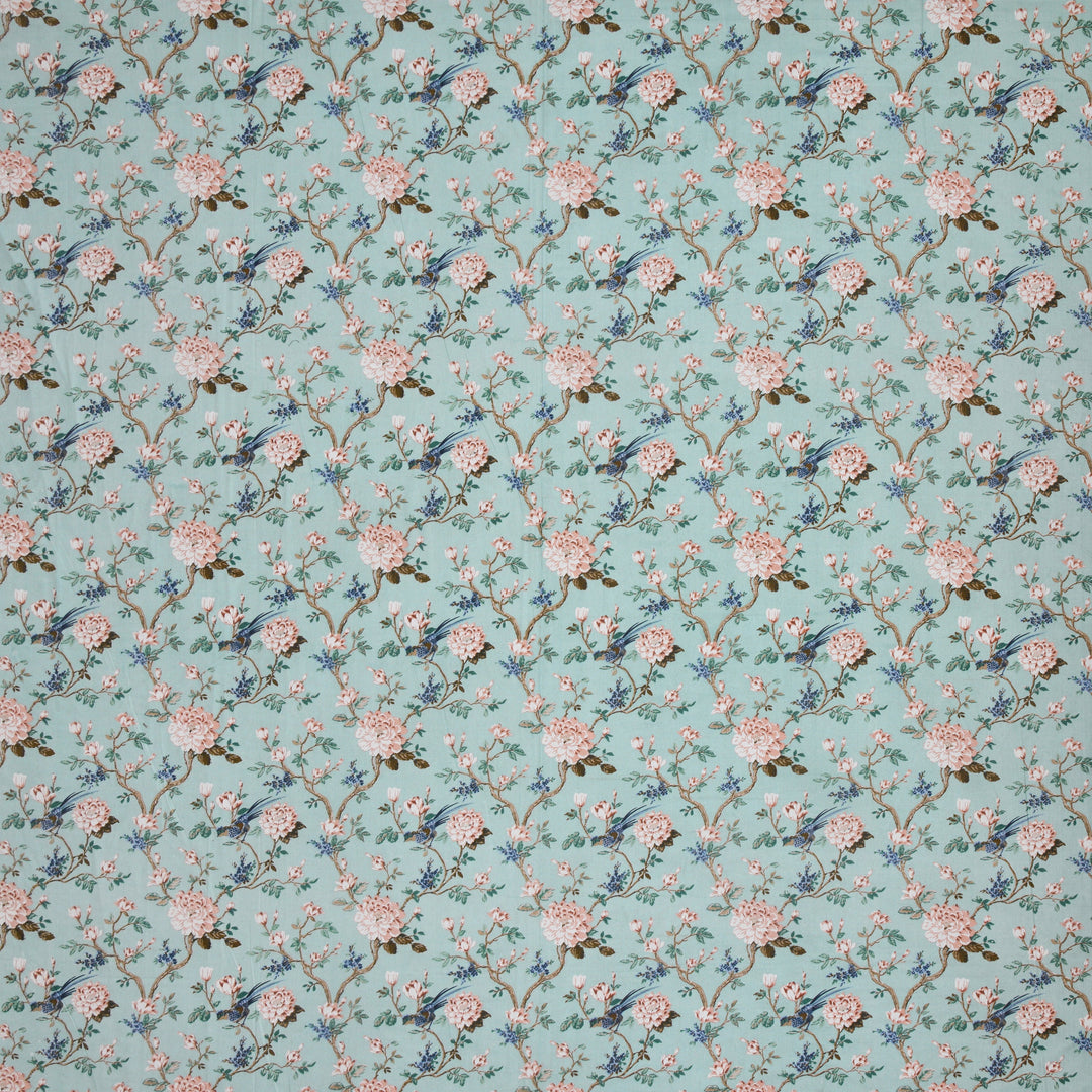 Bella Casa Fashion & Retail Ltd BEDSHEET 72 inch x 78 inch + 10 inch / Turquoise / 100 % Pure Cotton Double Fitted Bedsheet Set 100% Cotton with 2 Pillow Covers Floral Design Turquoise Colour - Scarlet Collection