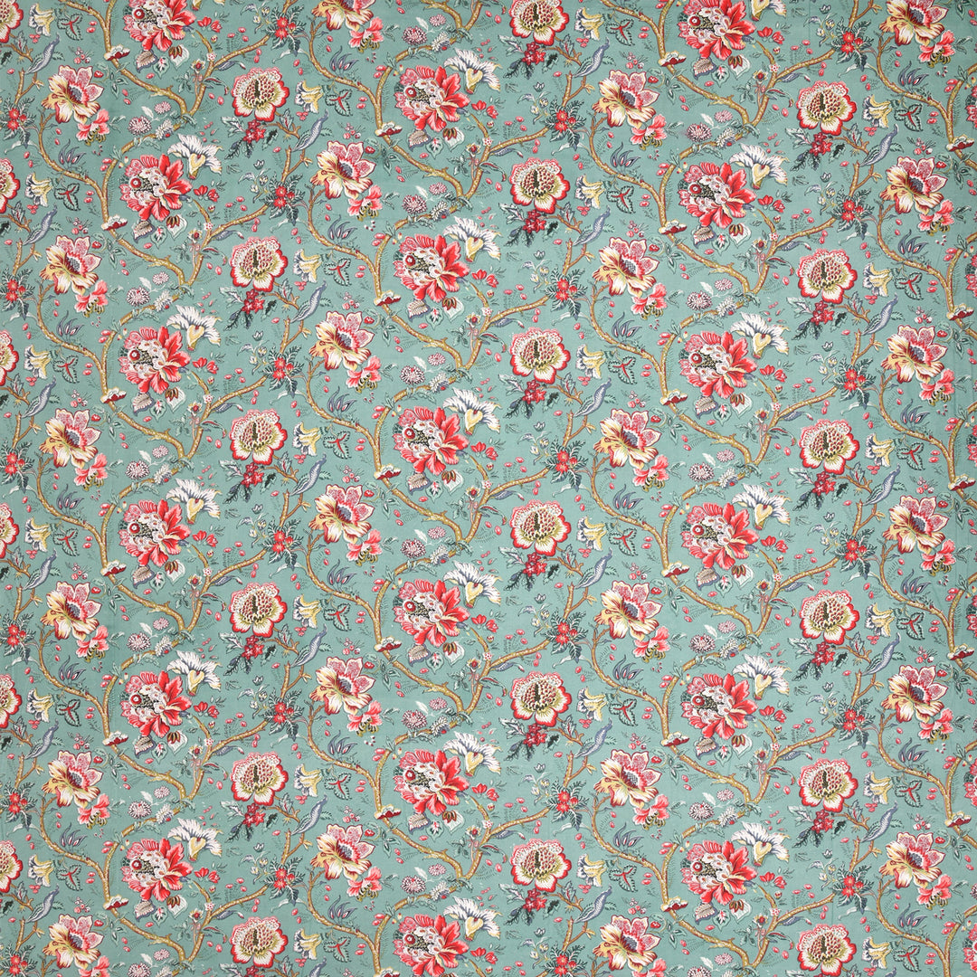 Bella Casa Fashion & Retail Ltd BEDSHEET 72 inch x 78 inch + 10 inch / Turquoise and Coral Red / 100 % Pure Cotton Double Fitted Bedsheet Set 100% Cotton with 2 Pillow Covers Floral Design Turquoise and Coral Red Colour - Scarlet Collection