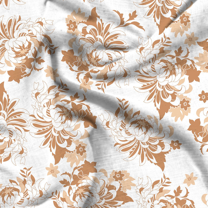 Bella Casa Fashion & Retail Ltd  BEDSHEET 72 inch x 78 inch + 10 inch / White / 100 % Cotton Bella Casa Double Fitted Bedsheet Set 100 % Cotton with 2 Pillow Covers Floral Design White Colour - Scarlet Collection