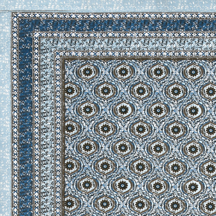 Bella Casa Fashion & Retail Ltd BEDSHEET 87 X 107 Inch / Blue / Cotton Double King Size Bedsheet with 2 Pillow Covers Cotton Blue Colour - Ethnic Collection