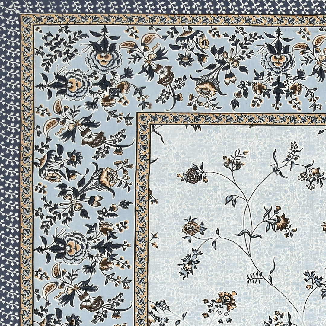 Bella Casa Fashion & Retail Ltd BEDSHEET 87 X 107 Inch / Blue / Cotton Double King Size Bedsheet with 2 Pillow Covers Cotton Blue Colour - Ethnic Collection
