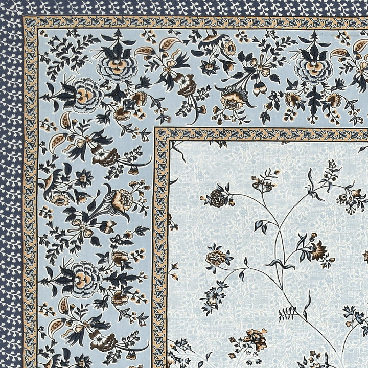Bella Casa Fashion & Retail Ltd BEDSHEET 87 X 107 Inch / Blue / Cotton Double King Size Bedsheet with 2 Pillow Covers Cotton Blue Colour - Ethnic Collection