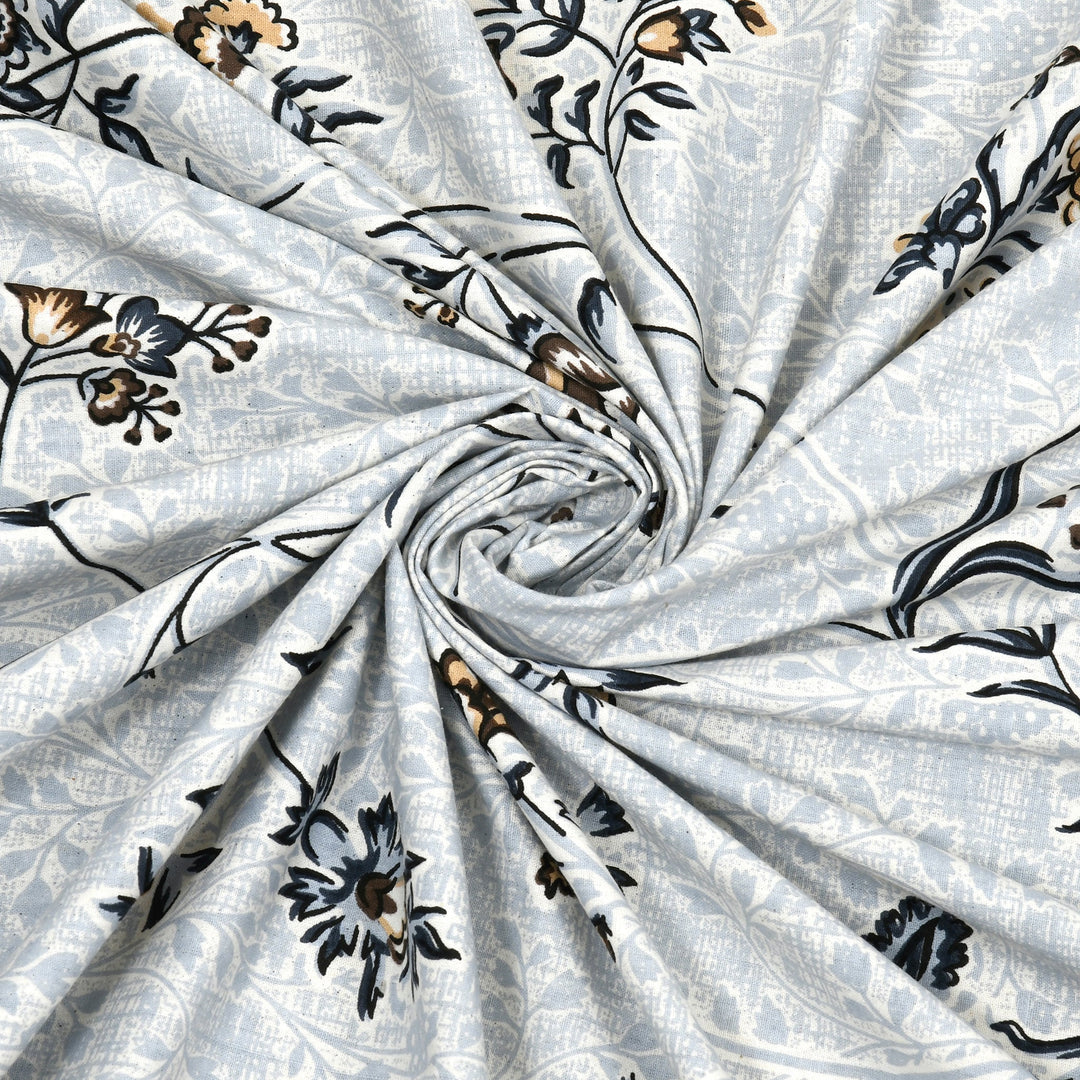 Bella Casa Fashion & Retail Ltd BEDSHEET 87 X 107 Inch / Blue / Cotton Double King Size Bedsheet with 2 Pillow Covers Cotton Blue Colour - Ethnic Collection