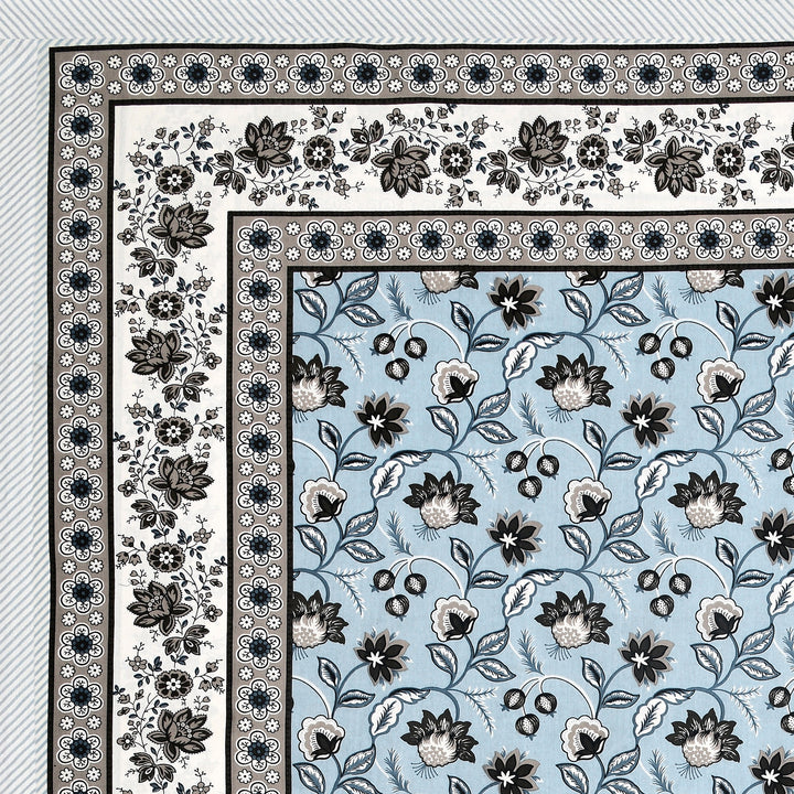 Bella Casa Fashion & Retail Ltd BEDSHEET 87 X 107 Inch / Blue / Cotton Double King Size Bedsheet with 2 Pillow Covers Floral Motifs Printed Cotton Blue Colour - Ethnic Collection
