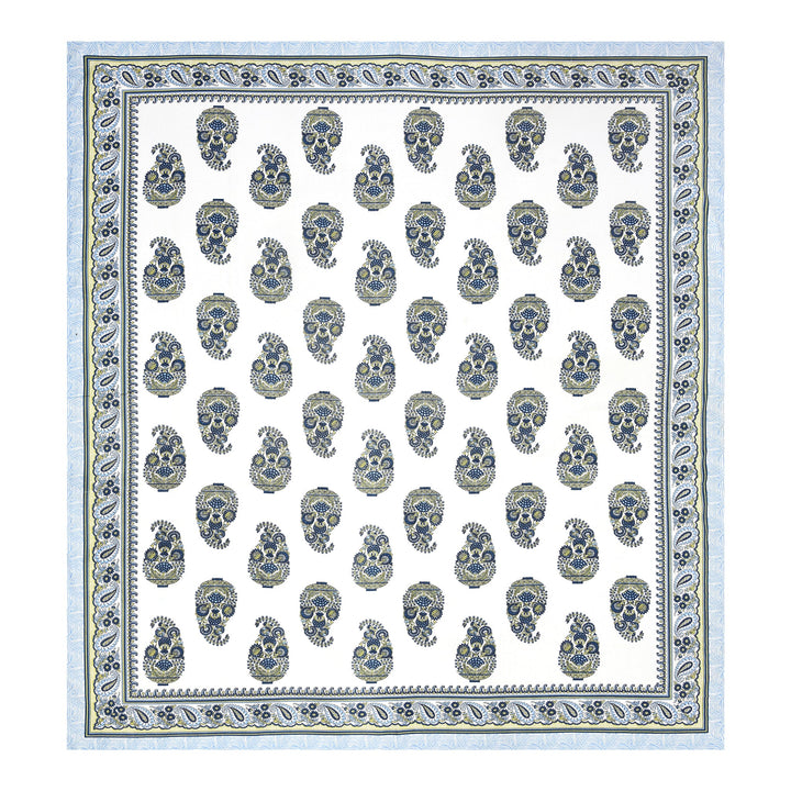 Bella Casa Fashion & Retail Ltd BEDSHEET 87 X 107 Inch / Blue & White / Cotton Double King Size Bedsheet with 2 Pillow Covers Cotton Blue & White Colour - Ethnic Collection