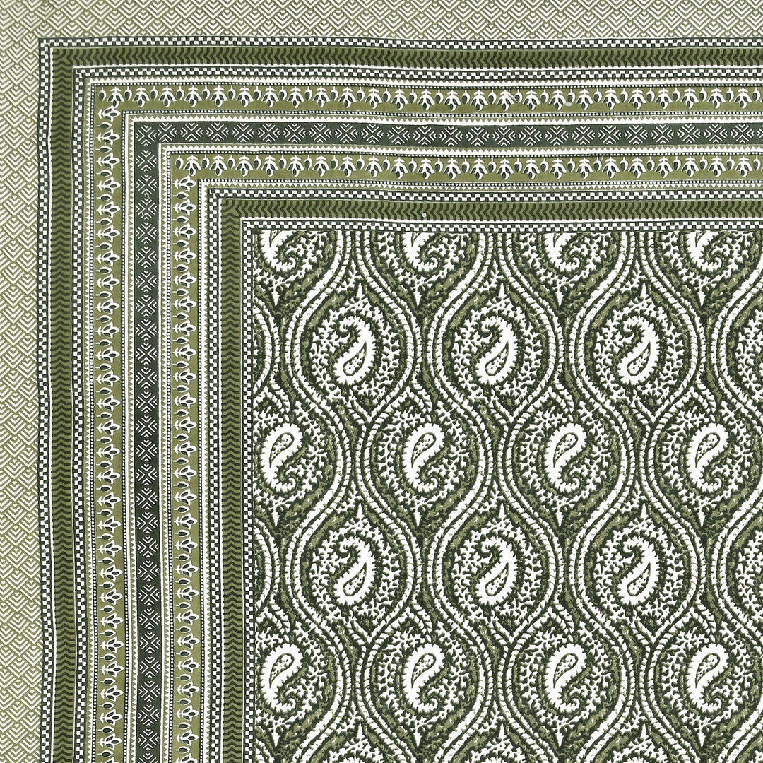 Bella Casa Fashion & Retail Ltd BEDSHEET 87 X 107 Inch / Green / Cotton Double King Size Bedsheet with 2 Pillow Covers Cotton Green Colour - Ethnic Collection