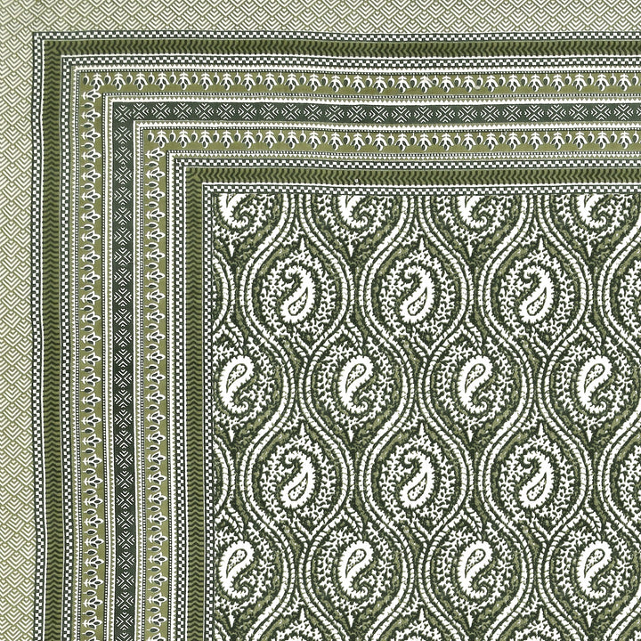 Bella Casa Fashion & Retail Ltd BEDSHEET 87 X 107 Inch / Green / Cotton Double King Size Bedsheet with 2 Pillow Covers Cotton Green Colour - Ethnic Collection