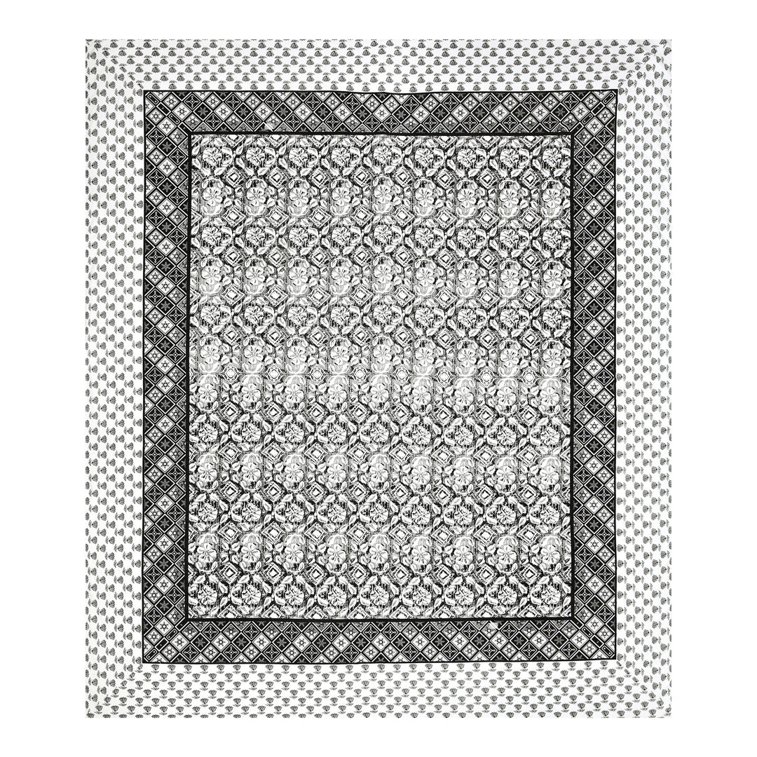 Bella Casa Fashion & Retail Ltd BEDSHEET 87 X 107 Inch / Grey & Black / Cotton Double King Size Bedsheet with 2 Pillow Covers Cotton Grey & Black Colour - Ethnic Collection