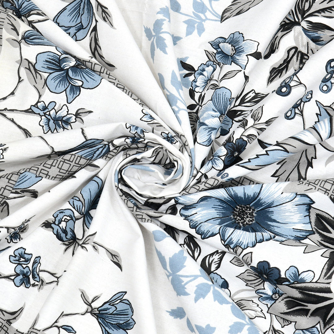 Bella Casa Fashion & Retail Ltd BEDSHEET 87 X 107 Inch / Grey / Cotton Double King Size Bedsheet with 2 Pillow Covers Cotton Grey Colour - Ethnic Collection