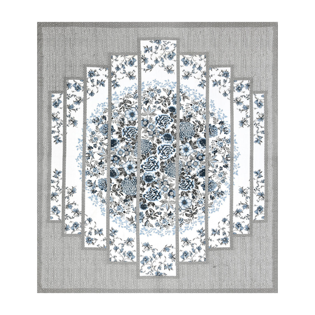Bella Casa Fashion & Retail Ltd BEDSHEET 87 X 107 Inch / Grey / Cotton Double King Size Bedsheet with 2 Pillow Covers Cotton Grey Colour - Ethnic Collection