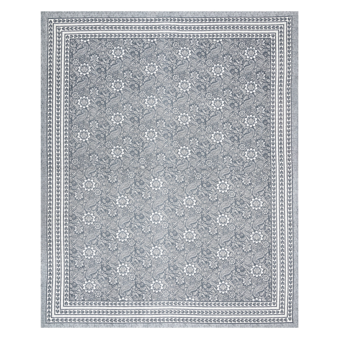 Bella Casa Fashion & Retail Ltd BEDSHEET 87 X 107 Inch / Grey / Cotton Double King Size Bedsheet with 2 Pillow Covers Floral Motifs Printed Cotton Grey Colour - Ethnic Collection