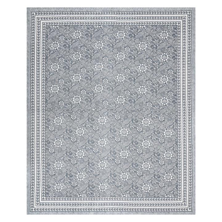 Bella Casa Fashion & Retail Ltd BEDSHEET 87 X 107 Inch / Grey / Cotton Double King Size Bedsheet with 2 Pillow Covers Floral Motifs Printed Cotton Grey Colour - Ethnic Collection