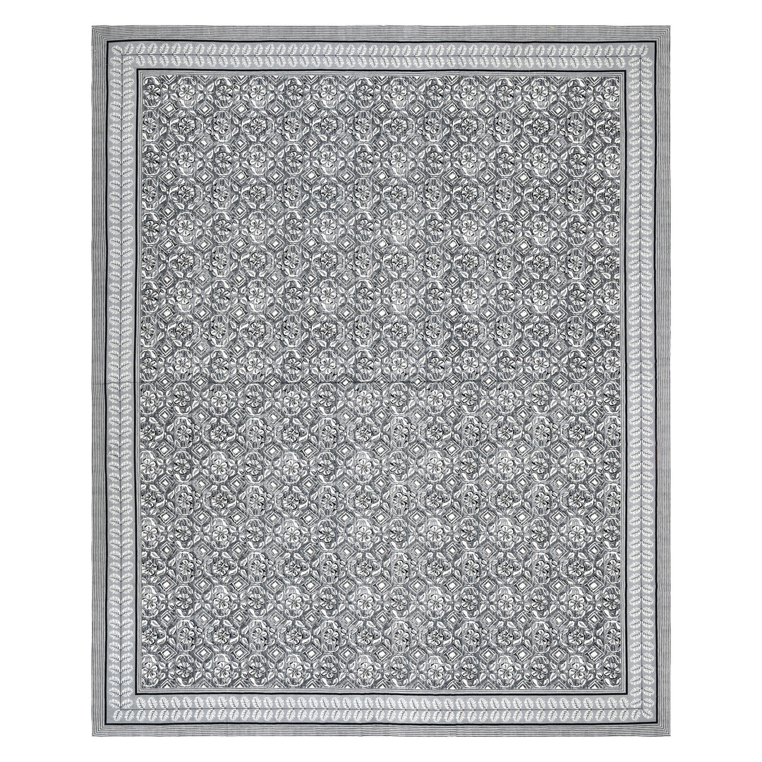 Bella Casa Fashion & Retail Ltd BEDSHEET 87 X 107 Inch / Grey / Cotton Double King Size Bedsheet with 2 Pillow Covers Floral Motifs Printed Cotton Grey Colour - Ethnic Collection
