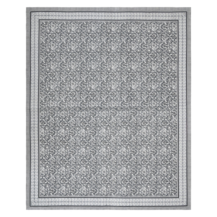 Bella Casa Fashion & Retail Ltd BEDSHEET 87 X 107 Inch / Grey / Cotton Double King Size Bedsheet with 2 Pillow Covers Floral Motifs Printed Cotton Grey Colour - Ethnic Collection