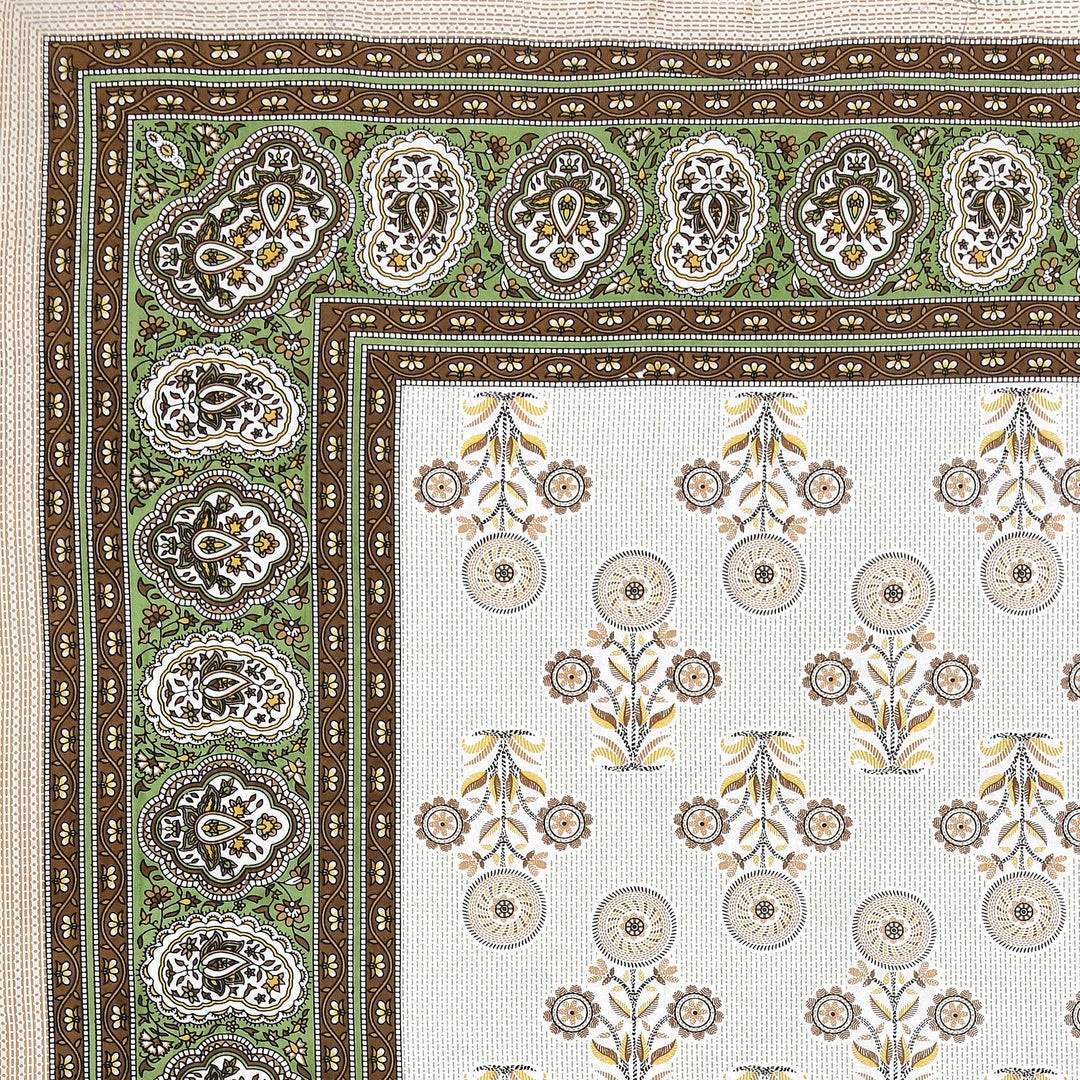 Bella Casa Fashion & Retail Ltd BEDSHEET 87 X 107 Inch / Multi / Cotton Double King Size Bedsheet with 2 Pillow Covers Cotton Brown Multi Colour - Ethnic Collection