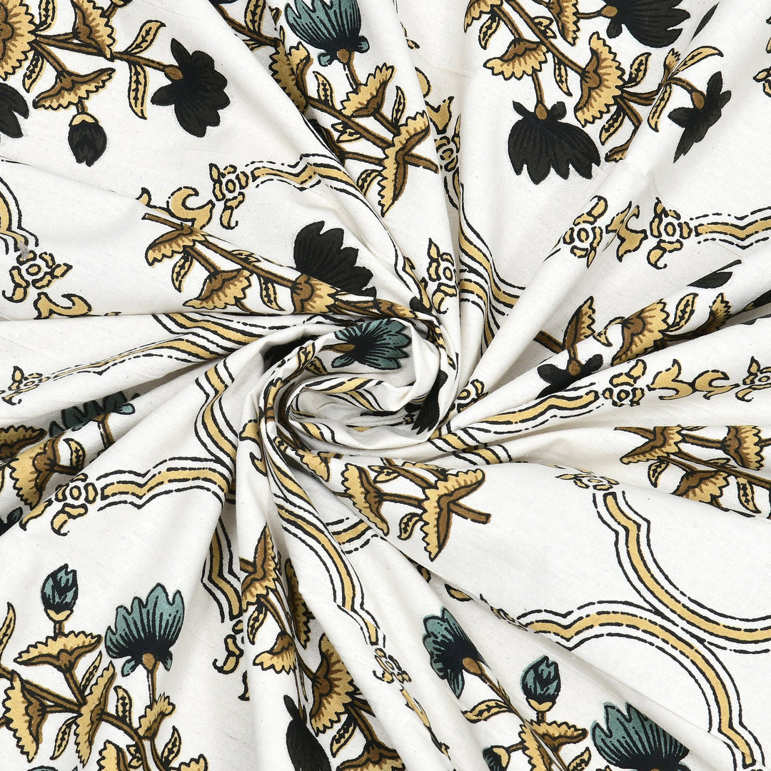 Bella Casa Fashion & Retail Ltd BEDSHEET 87 X 107 Inch / Multi / Cotton Double King Size Bedsheet with 2 Pillow Covers Cotton Multi Colour - Ethnic Collection