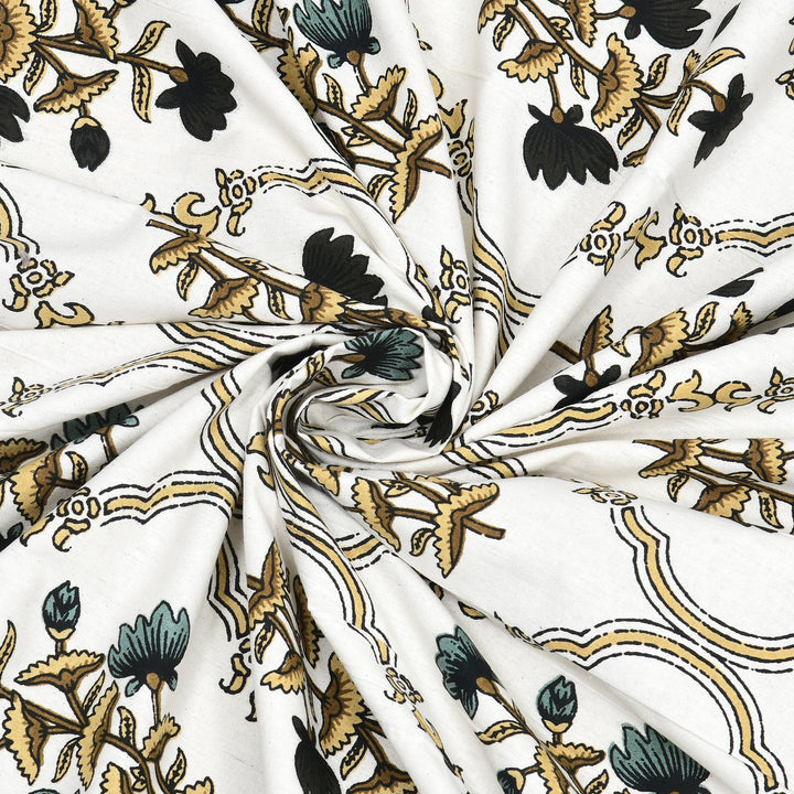 Bella Casa Fashion & Retail Ltd BEDSHEET 87 X 107 Inch / Multi / Cotton Double King Size Bedsheet with 2 Pillow Covers Cotton Multi Colour - Ethnic Collection