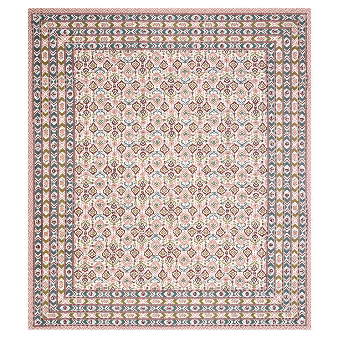 Bella Casa Fashion & Retail Ltd BEDSHEET 87 X 107 Inch / Multi / Cotton Double King Size Bedsheet with 2 Pillow Covers Cotton Multi Colour - Ethnic Collection