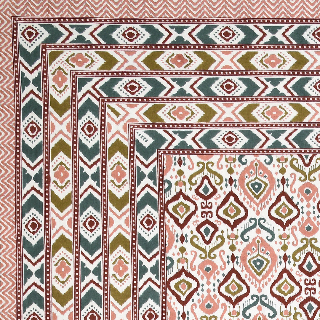 Bella Casa Fashion & Retail Ltd BEDSHEET 87 X 107 Inch / Multi / Cotton Double King Size Bedsheet with 2 Pillow Covers Cotton Multi Colour - Ethnic Collection