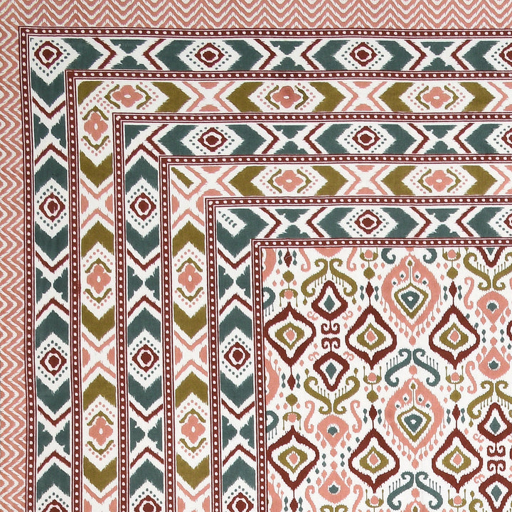 Bella Casa Fashion & Retail Ltd BEDSHEET 87 X 107 Inch / Multi / Cotton Double King Size Bedsheet with 2 Pillow Covers Cotton Multi Colour - Ethnic Collection