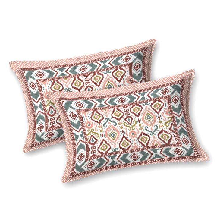 Bella Casa Fashion & Retail Ltd BEDSHEET 87 X 107 Inch / Multi / Cotton Double King Size Bedsheet with 2 Pillow Covers Cotton Multi Colour - Ethnic Collection