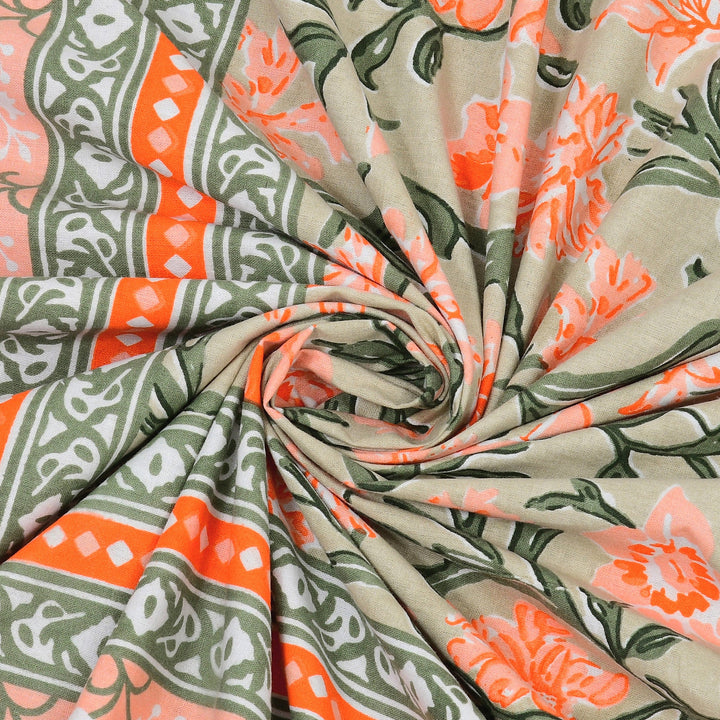 Bella Casa Fashion & Retail Ltd BEDSHEET 87 X 107 Inch / Multi / Cotton Double King Size Bedsheet with 2 Pillow Covers Cotton Multi Colour - Ethnic Collection