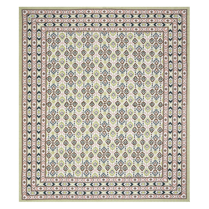Bella Casa Fashion & Retail Ltd BEDSHEET 87 X 107 Inch / Multi / Cotton Double King Size Bedsheet with 2 Pillow Covers Cotton Yellow Multi Colour - Ethnic Collection