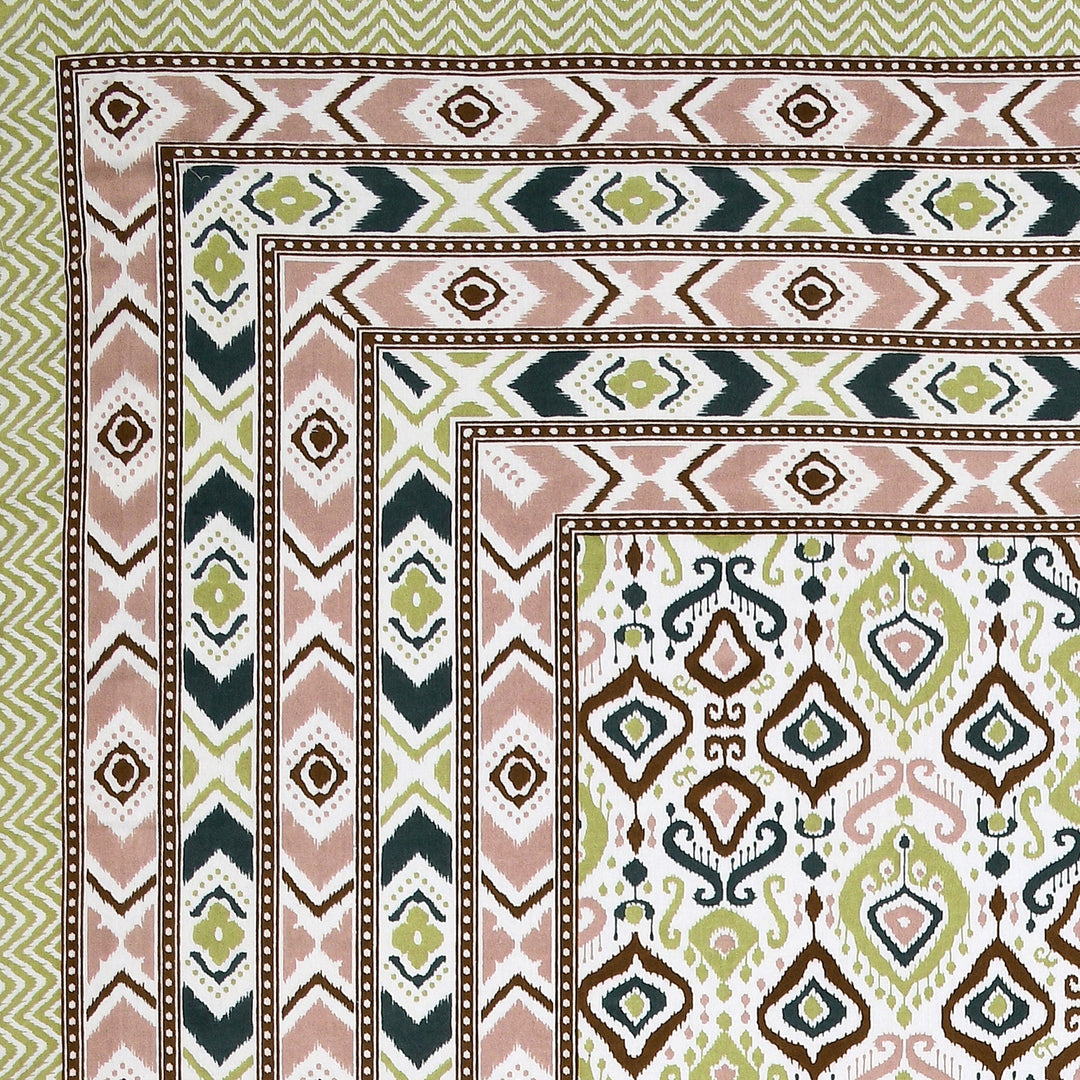 Bella Casa Fashion & Retail Ltd BEDSHEET 87 X 107 Inch / Multi / Cotton Double King Size Bedsheet with 2 Pillow Covers Cotton Yellow Multi Colour - Ethnic Collection