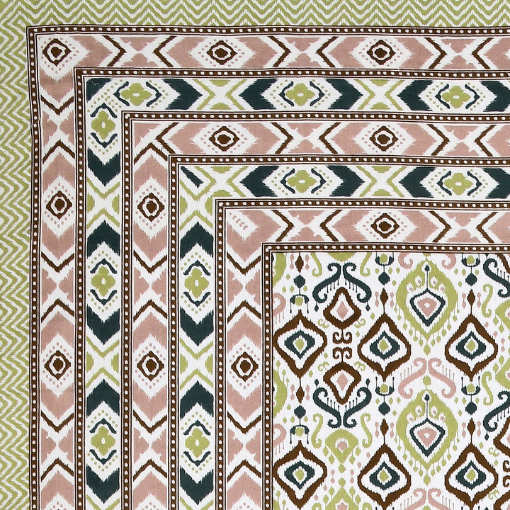 Bella Casa Fashion & Retail Ltd BEDSHEET 87 X 107 Inch / Multi / Cotton Double King Size Bedsheet with 2 Pillow Covers Cotton Yellow Multi Colour - Ethnic Collection