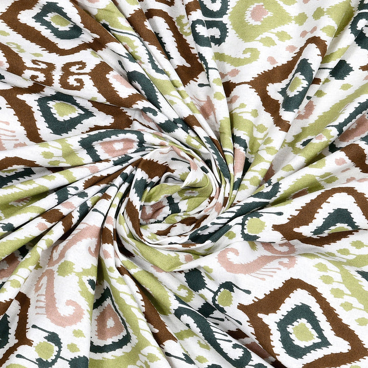 Bella Casa Fashion & Retail Ltd BEDSHEET 87 X 107 Inch / Multi / Cotton Double King Size Bedsheet with 2 Pillow Covers Cotton Yellow Multi Colour - Ethnic Collection