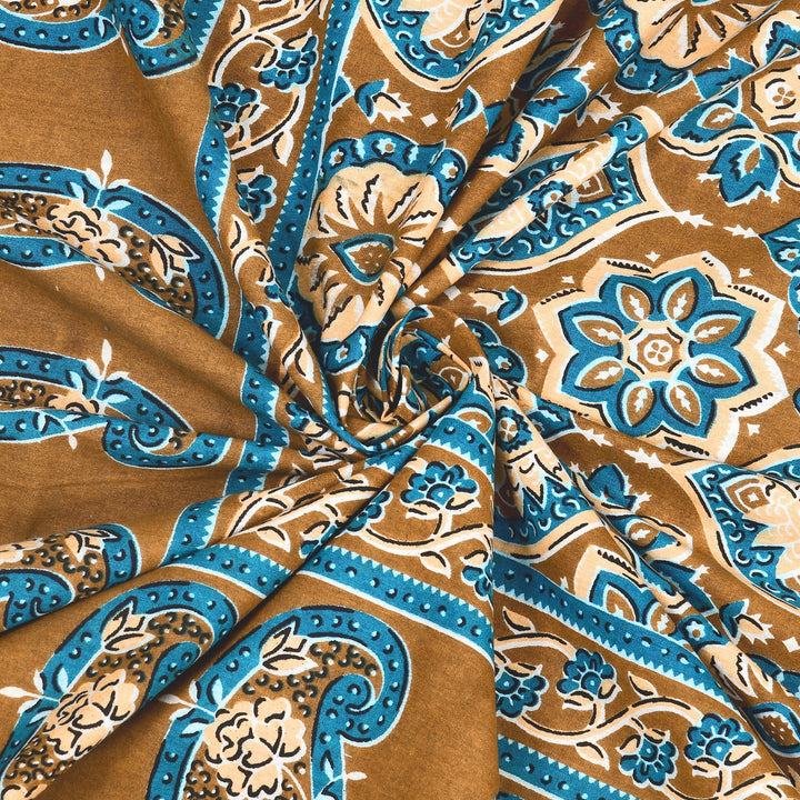 Bella Casa Fashion & Retail Ltd BEDSHEET 87 X 107 Inch / Multi / Cotton Double King Size Bedsheet with 2 Pillow Covers Floral Motifs Printed Cotton Multi Colour - Ethnic Collection