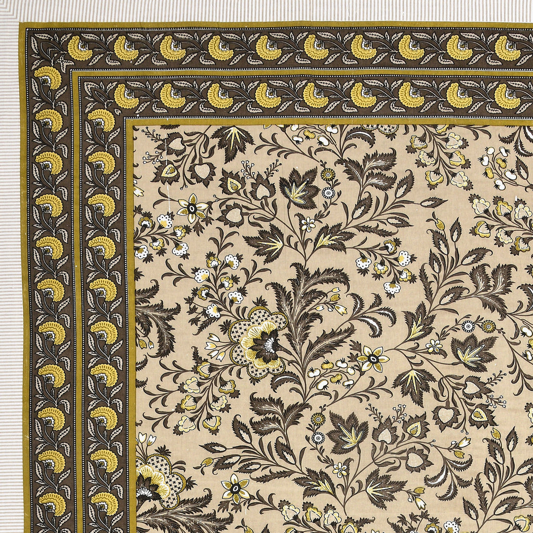 Bella Casa Fashion & Retail Ltd BEDSHEET 87 X 107 Inch / Mustard / Cotton Double King Size Bedsheet with 2 Pillow Covers Cotton Mustard Colour - Ethnic Collection