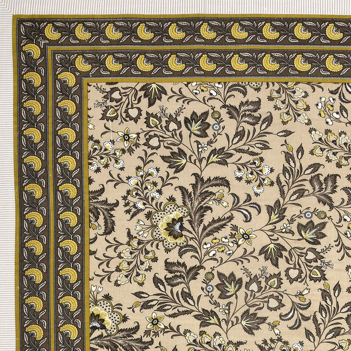 Bella Casa Fashion & Retail Ltd BEDSHEET 87 X 107 Inch / Mustard / Cotton Double King Size Bedsheet with 2 Pillow Covers Cotton Mustard Colour - Ethnic Collection