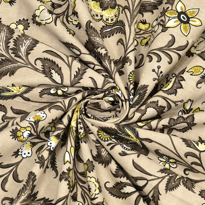 Bella Casa Fashion & Retail Ltd BEDSHEET 87 X 107 Inch / Mustard / Cotton Double King Size Bedsheet with 2 Pillow Covers Cotton Mustard Colour - Ethnic Collection