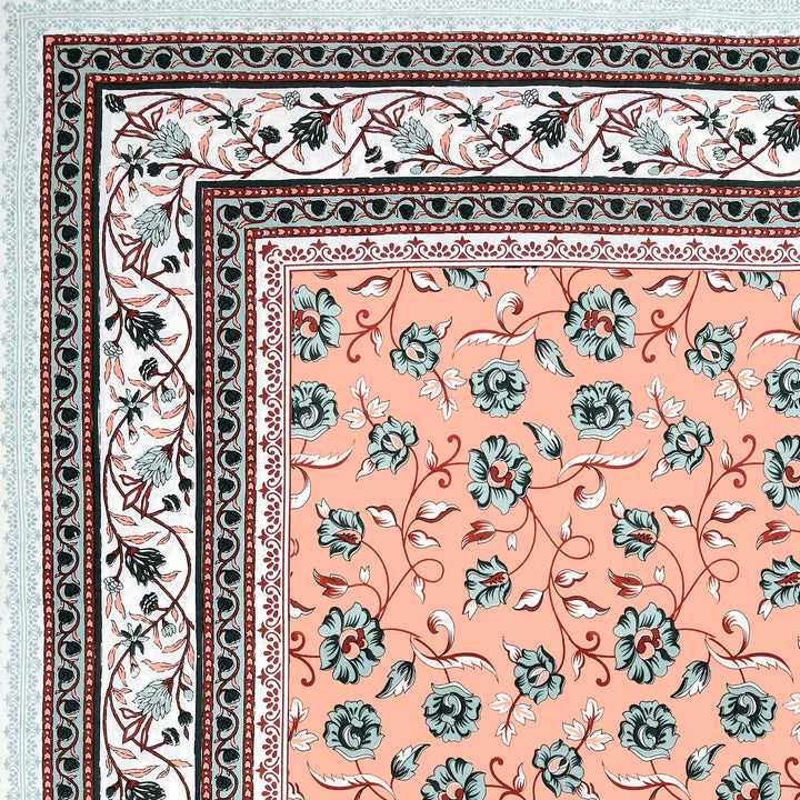 Bella Casa Fashion & Retail Ltd BEDSHEET 87 X 107 Inch / Peach & White / Cotton Double King Size Bedsheet with 2 Pillow Covers Cotton Peach & White Colour - Ethnic Collection