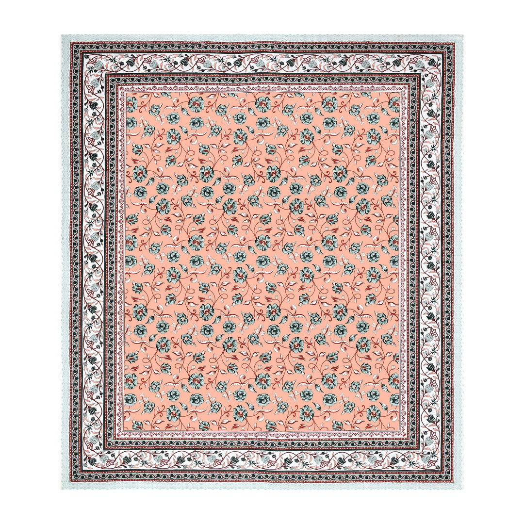 Bella Casa Fashion & Retail Ltd BEDSHEET 87 X 107 Inch / Peach & White / Cotton Double King Size Bedsheet with 2 Pillow Covers Cotton Peach & White Colour - Ethnic Collection