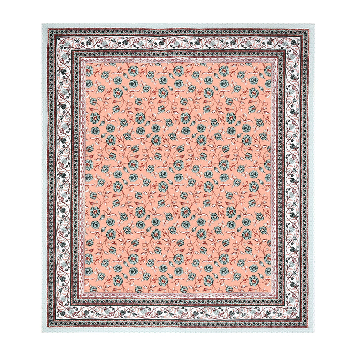 Bella Casa Fashion & Retail Ltd BEDSHEET 87 X 107 Inch / Peach & White / Cotton Double King Size Bedsheet with 2 Pillow Covers Cotton Peach & White Colour - Ethnic Collection