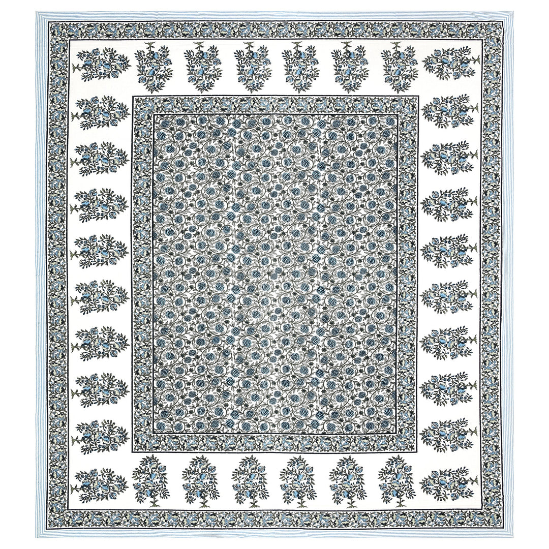 Bella Casa Fashion & Retail Ltd BEDSHEET 87 X 107 Inch / Teal Blue / Cotton Double King Size Bedsheet with 2 Pillow Covers Cotton Teal Blue Colour - Ethnic Collection