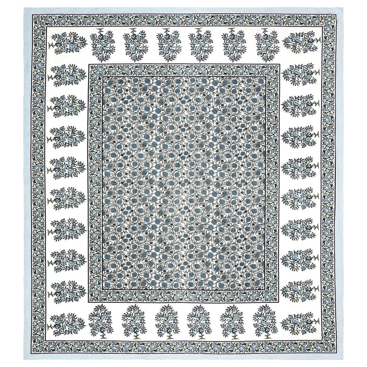 Bella Casa Fashion & Retail Ltd BEDSHEET 87 X 107 Inch / Teal Blue / Cotton Double King Size Bedsheet with 2 Pillow Covers Cotton Teal Blue Colour - Ethnic Collection