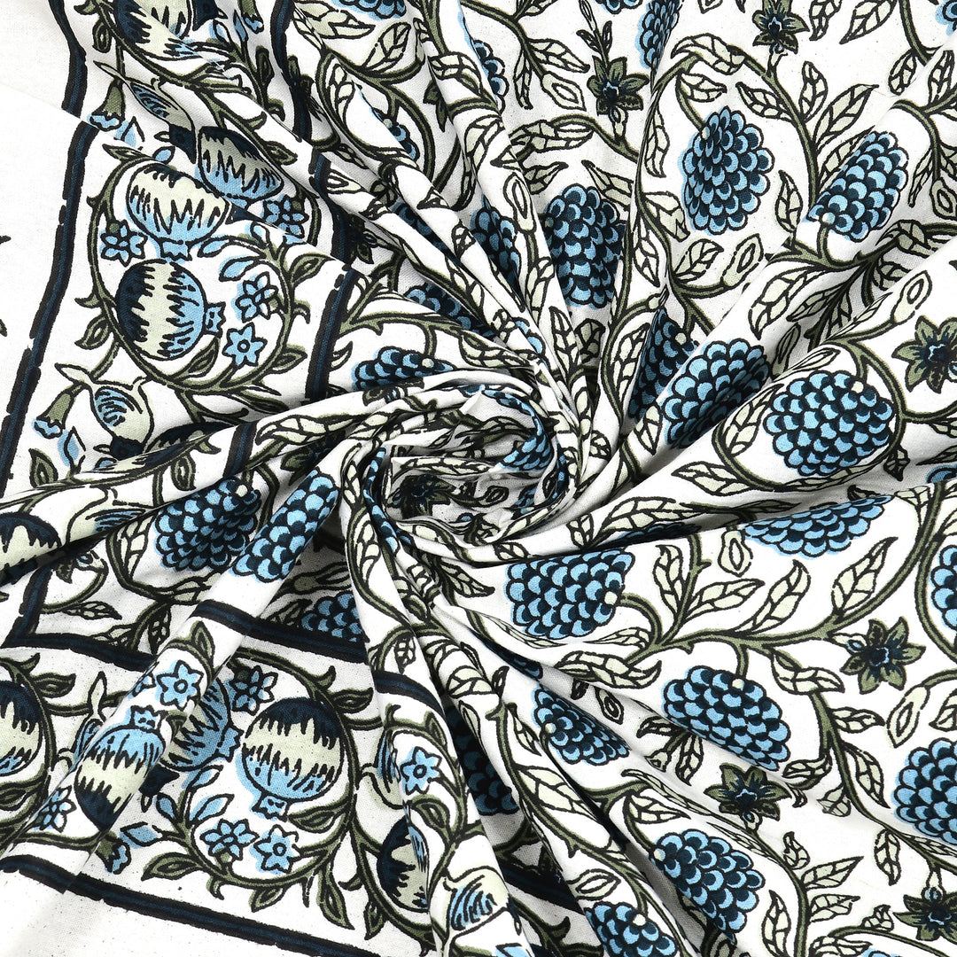 Bella Casa Fashion & Retail Ltd BEDSHEET 87 X 107 Inch / Teal Blue / Cotton Double King Size Bedsheet with 2 Pillow Covers Cotton Teal Blue Colour - Ethnic Collection