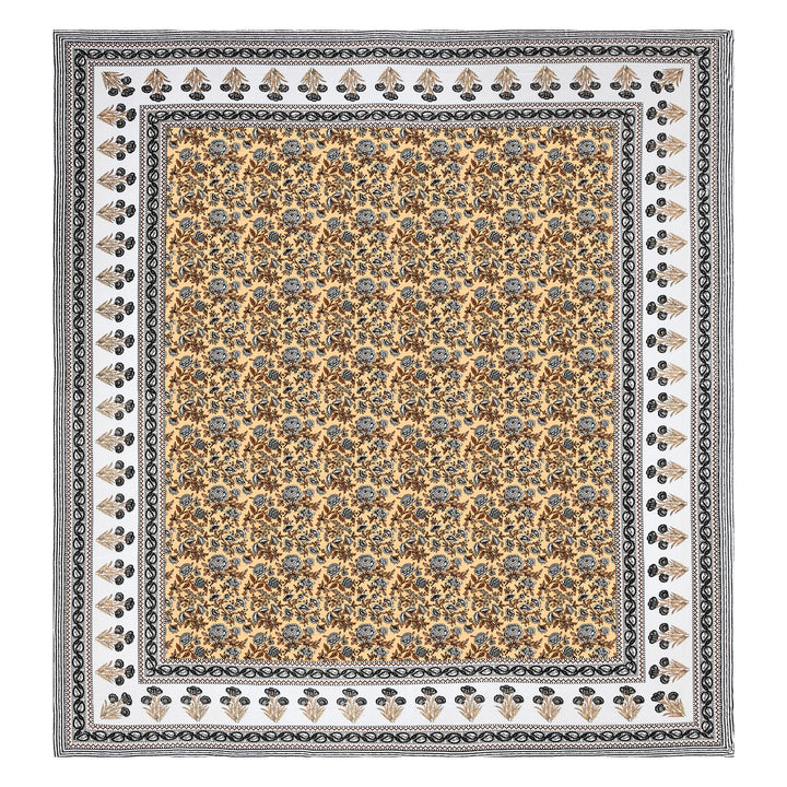 Bella Casa Fashion & Retail Ltd BEDSHEET 87 X 107 Inch / Yellow & Grey / Cotton Double King Size Bedsheet with 2 Pillow Covers Cotton Yellow & Grey Colour - Ethnic Collection