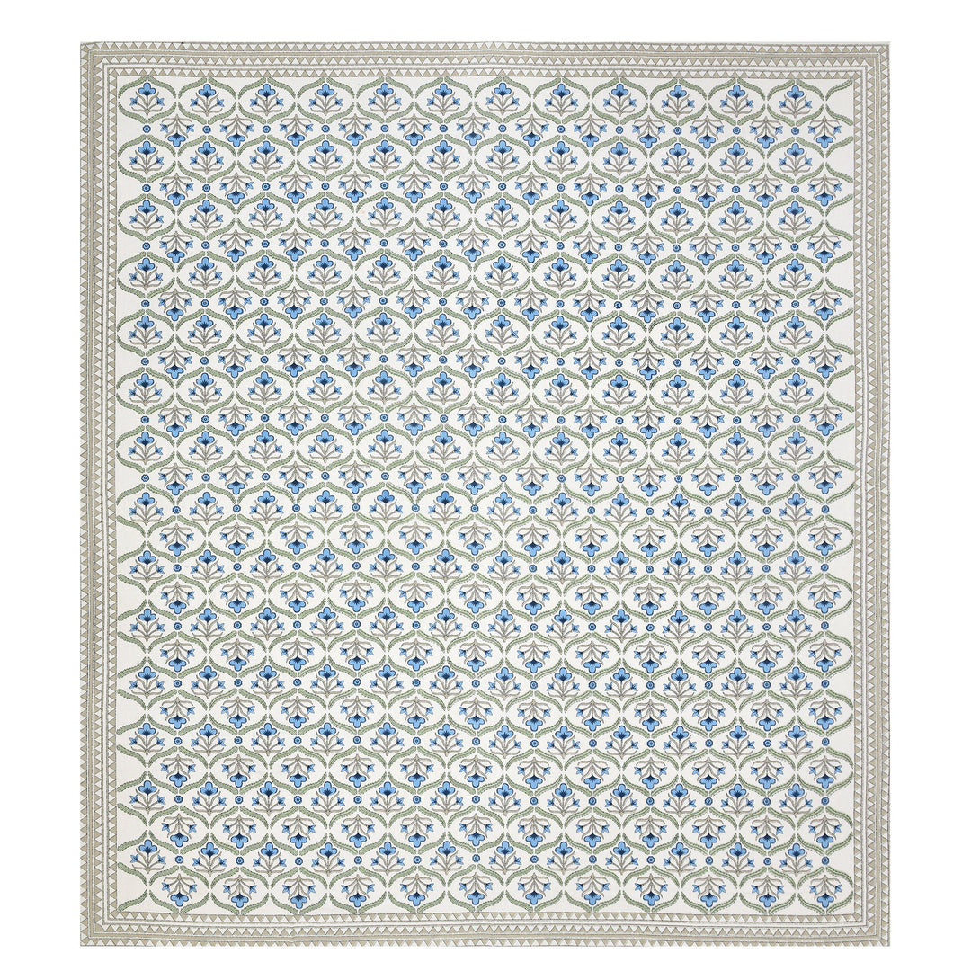 Bella Casa Fashion & Retail Ltd BEDSHEET 87 X 108 Inch / Blue & Green / Cotton Double King Size Bedsheet with 2 Pillow Covers Motifs Printed Cotton Blue & Green Colour - Heritage Collection