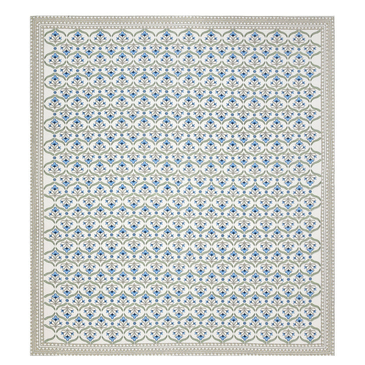 Bella Casa Fashion & Retail Ltd BEDSHEET 87 X 108 Inch / Blue & Green / Cotton Double King Size Bedsheet with 2 Pillow Covers Motifs Printed Cotton Blue & Green Colour - Heritage Collection