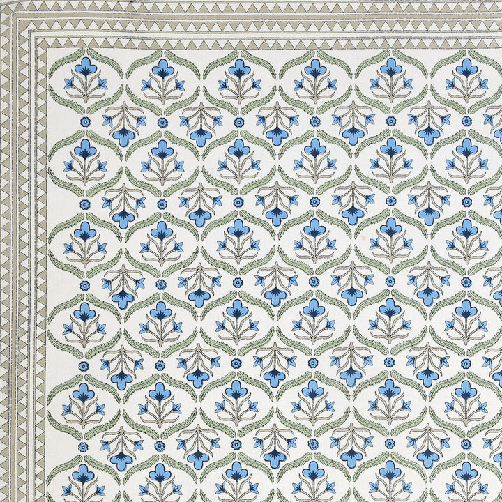 Bella Casa Fashion & Retail Ltd BEDSHEET 87 X 108 Inch / Blue & Green / Cotton Double King Size Bedsheet with 2 Pillow Covers Motifs Printed Cotton Blue & Green Colour - Heritage Collection