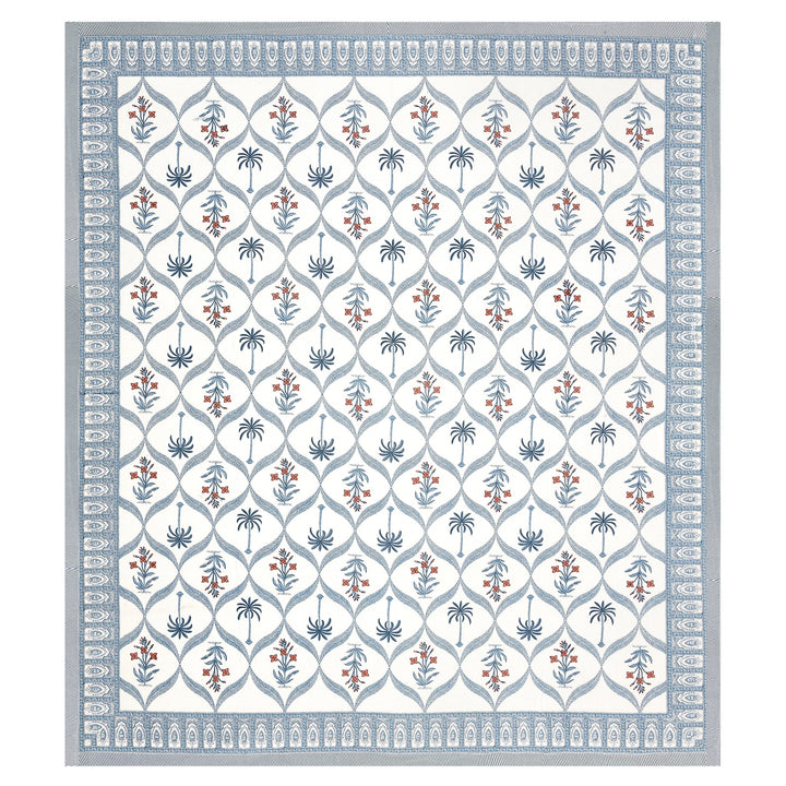 Bella Casa Fashion & Retail Ltd BEDSHEET 87 X 108 Inch / Blue & Orange / Cotton Double King Size Bedsheet with 2 Pillow Covers Motifs Printed Cotton Blue & Orange Colour - Heritage Collection