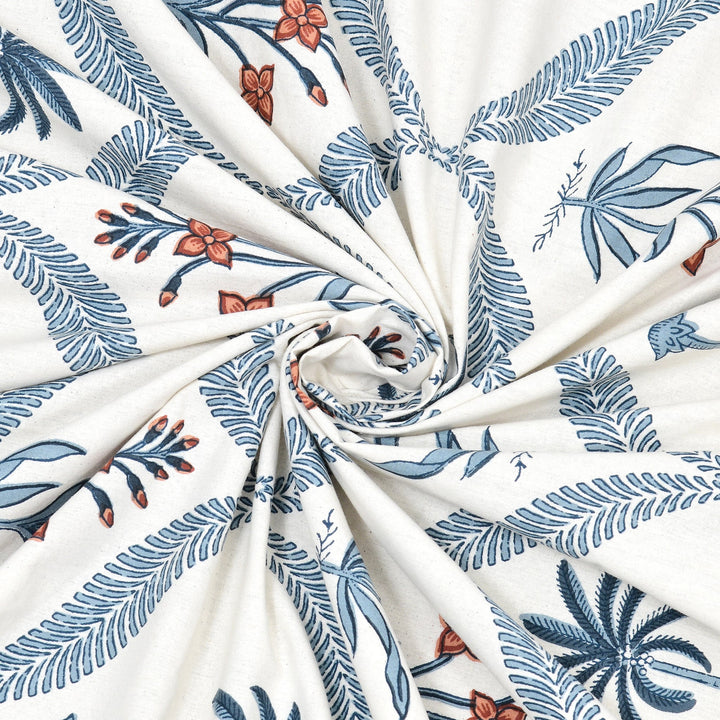 Bella Casa Fashion & Retail Ltd BEDSHEET 87 X 108 Inch / Blue & Orange / Cotton Double King Size Bedsheet with 2 Pillow Covers Motifs Printed Cotton Blue & Orange Colour - Heritage Collection