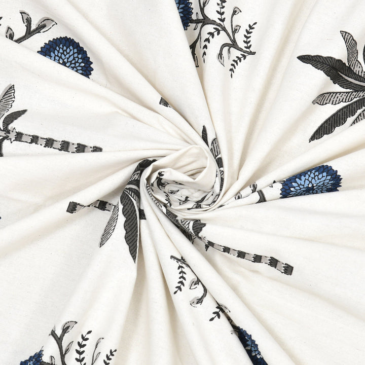 Bella Casa Fashion & Retail Ltd BEDSHEET 87 X 108 Inch / Green & Blue / Cotton Double King Size Bedsheet with 2 Pillow Covers Motifs Printed Cotton Green & Blue Colour - Heritage Collection