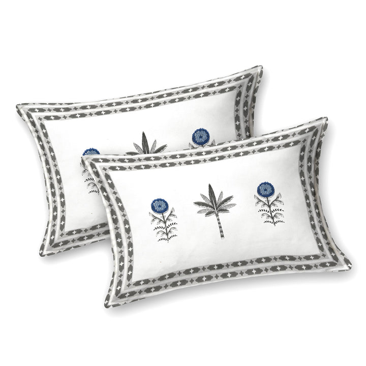 Bella Casa Fashion & Retail Ltd BEDSHEET 87 X 108 Inch / Green & Blue / Cotton Double King Size Bedsheet with 2 Pillow Covers Motifs Printed Cotton Green & Blue Colour - Heritage Collection